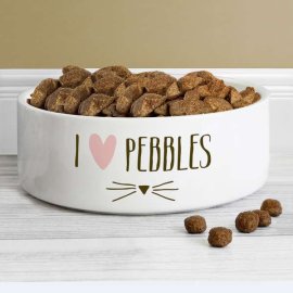 (image for) Personalised Cat Features 14cm Medium White Pet Bowl