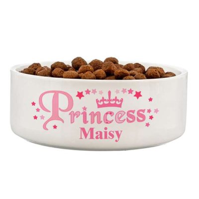 (image for) Personalised Princess 14cm Medium White Pet Bowl