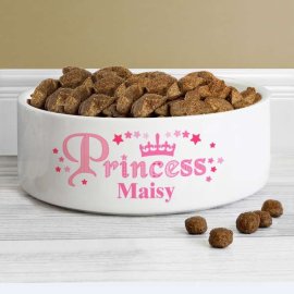 (image for) Personalised Princess 14cm Medium White Pet Bowl