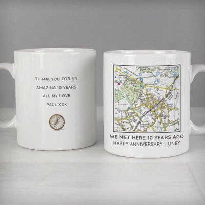 (image for) Personalised Present Day Map Compass Mug