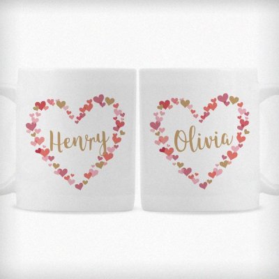 (image for) Personalised Confetti Hearts Wedding Mug Set