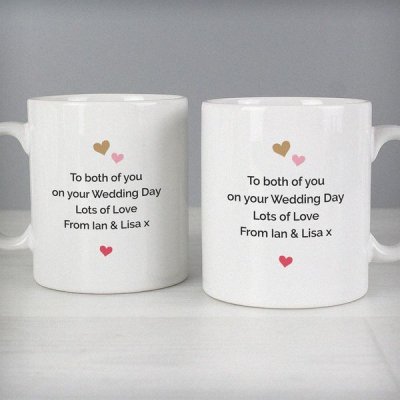 (image for) Personalised Confetti Hearts Wedding Mug Set