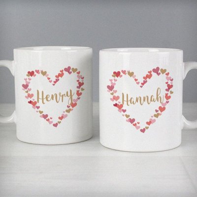 (image for) Personalised Confetti Hearts Wedding Mug Set