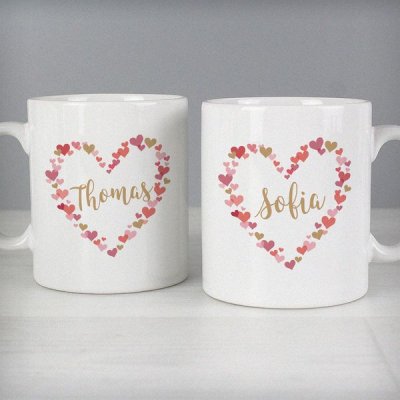 (image for) Personalised Confetti Hearts Wedding Mug Set