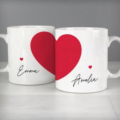 (image for) Personalised Two Hearts Mug Set