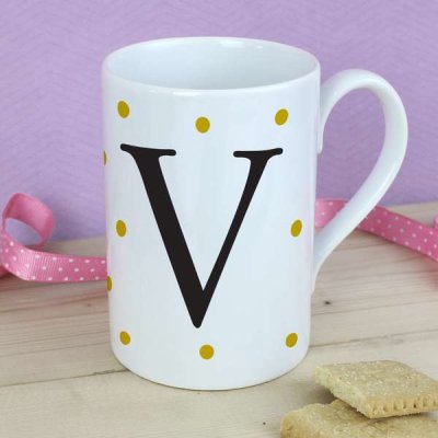 (image for) Personalised Monogram Gold Spot Slim Mug