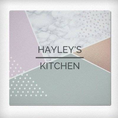 (image for) Personalised Geometric Glass Chopping Board/Worktop Saver