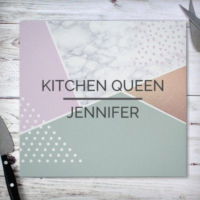 (image for) Personalised Geometric Glass Chopping Board/Worktop Saver