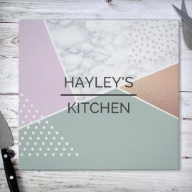 (image for) Personalised Geometric Glass Chopping Board/Worktop Saver