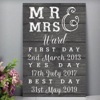 (image for) Personalised Mr & Mrs, First Day, Yes Day & Best Day Metal Sign