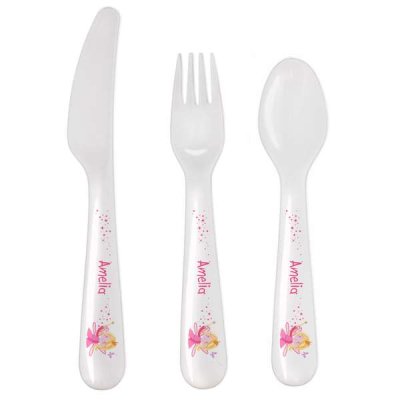 (image for) Personalised Garden Fairy 3 Piece Plastic Cutlery Set