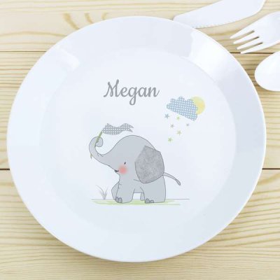 (image for) Personalised Hessian Elephant Plastic Plate