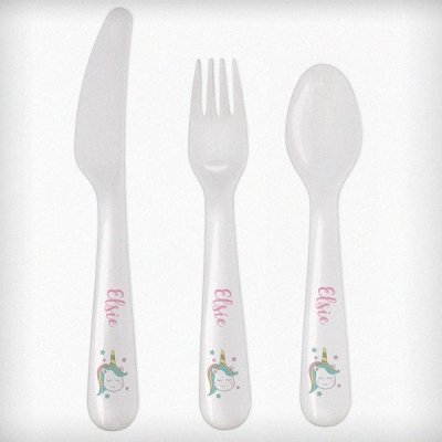 (image for) Personalised Baby Unicorn Plastic Cutlery