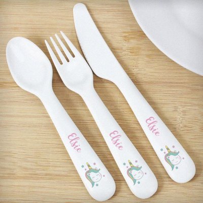 (image for) Personalised Baby Unicorn Plastic Cutlery