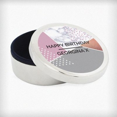 (image for) Personalised Geometric Round Trinket Box