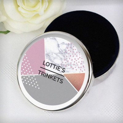 (image for) Personalised Geometric Round Trinket Box