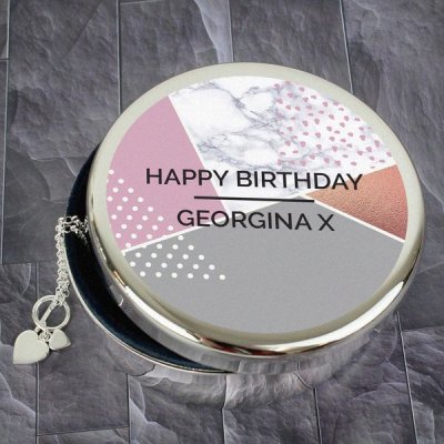 (image for) Personalised Geometric Round Trinket Box