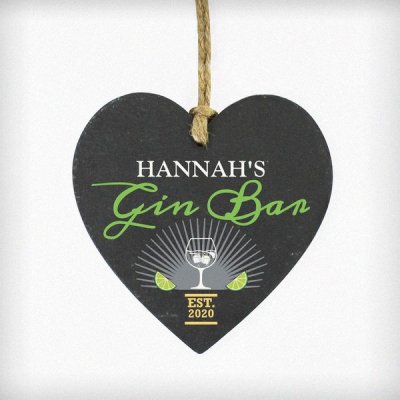 (image for) Personalised Gin Bar Slate Heart Decoration