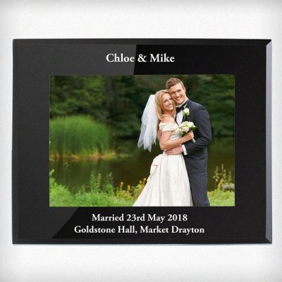 (image for) Personalised Landscape Black Glass Photo Frame 5x7