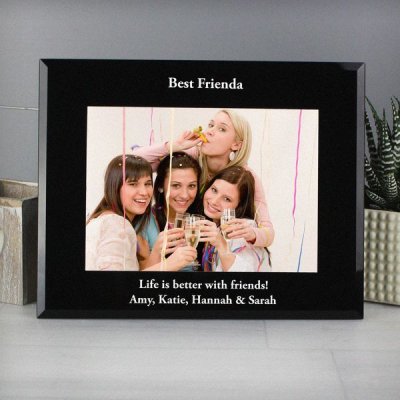 (image for) Personalised Landscape Black Glass Photo Frame 5x7