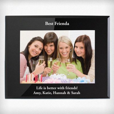 (image for) Personalised Landscape Black Glass Photo Frame 5x7