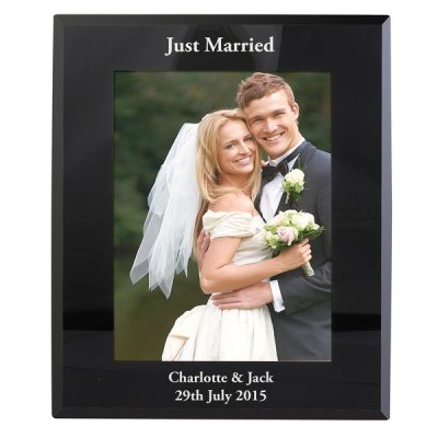 (image for) Personalised Portrait Black Glass Photo Frame 5x7