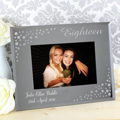 (image for) Personalised Eighteen Diamante 6x4 Glass Photo Frame