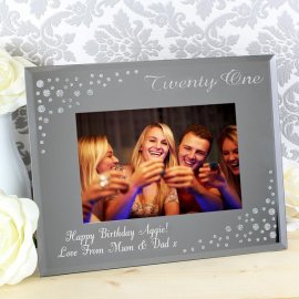 (image for) Personalised Twenty One Diamante 6x4 Glass Photo Frame