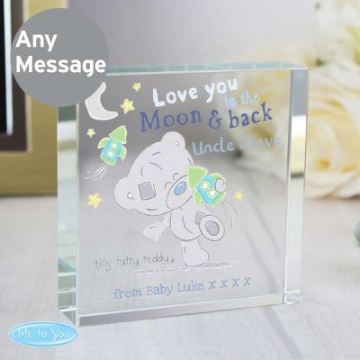 (image for) Personalised Tiny Tatty Teddy To the Moon & Back Large Crystal Token