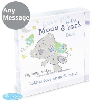 (image for) Personalised Tiny Tatty Teddy To the Moon & Back Large Crystal Token