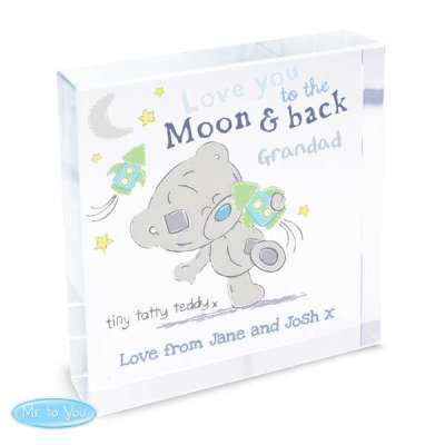 (image for) Personalised Tiny Tatty Teddy To the Moon & Back Large Crystal Token