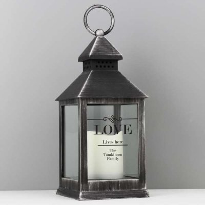 (image for) Personalised Elegant Diamond Rustic Black Lantern