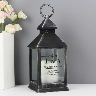 (image for) Personalised Elegant Diamond Rustic Black Lantern