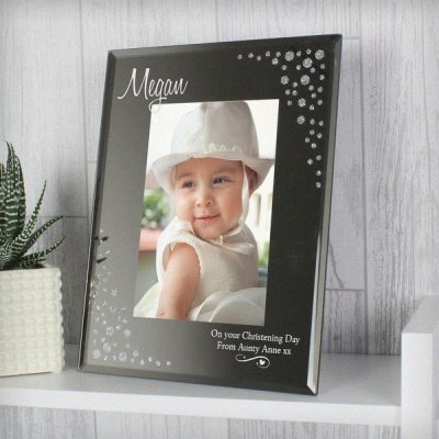 (image for) Personalised Swirls & Hearts Diamante 6x4 Glass Photo Frame