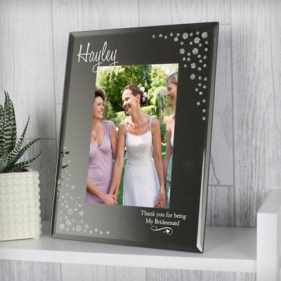 (image for) Personalised Swirls & Hearts Diamante 6x4 Glass Photo Frame