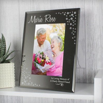 (image for) Personalised Swirls & Hearts Diamante 6x4 Glass Photo Frame