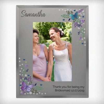 (image for) Personalised Butterfly 5x7 Mirrored Glass Photo Frame