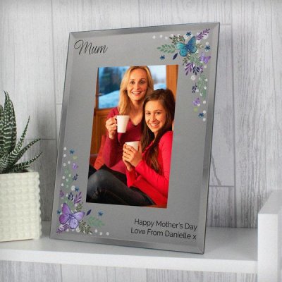 (image for) Personalised Butterfly 5x7 Mirrored Glass Photo Frame