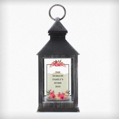 (image for) Personalised Floral Rustic Black Lantern