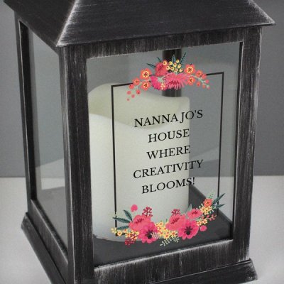 (image for) Personalised Floral Rustic Black Lantern