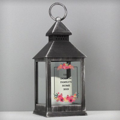 (image for) Personalised Floral Rustic Black Lantern