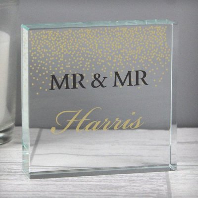 (image for) Personalised Gold Confetti Large Crystal Token