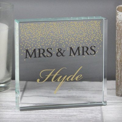 (image for) Personalised Gold Confetti Large Crystal Token