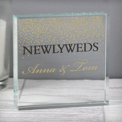 (image for) Personalised Gold Confetti Large Crystal Token