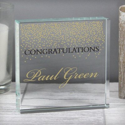 (image for) Personalised Gold Confetti Large Crystal Token