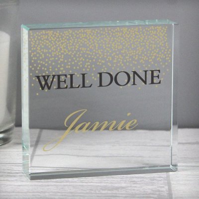 (image for) Personalised Gold Confetti Large Crystal Token