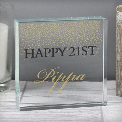 (image for) Personalised Gold Confetti Large Crystal Token