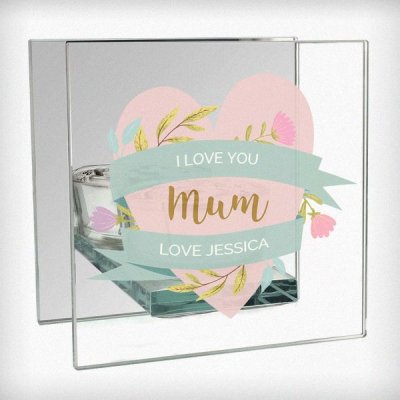 (image for) Personalised Floral Mother's Day Mirrored Glass Tea Light Holder