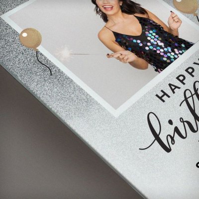 (image for) Personalised Birthday 4x4 Glitter Glass Photo Frame