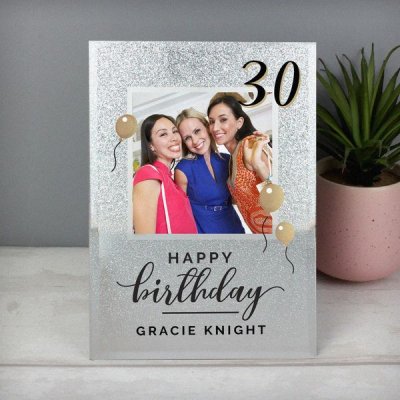 (image for) Personalised Birthday 4x4 Glitter Glass Photo Frame